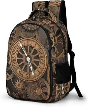 Laptop Backpack for Women Men Daypack Waterproof Steampunk Gears Clock Computer Bag Business Work Bag for Travel