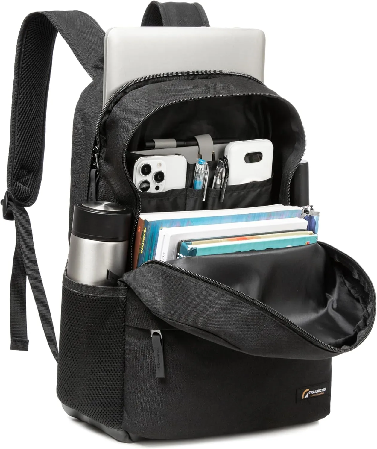 Laptop Backpack with Water Resistant Bookbag - Computer Bag with 2 Compartments, Ergonomic Shoulder Straps, 17 Inch Laptop Sleeve, Haul Handle - Book Rucksack - Black
