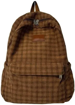 Large Capacity Backpack Teens Corduroy Lattice Daypacks Student School Bag Harajukus Backpack Travel Bag for Daily