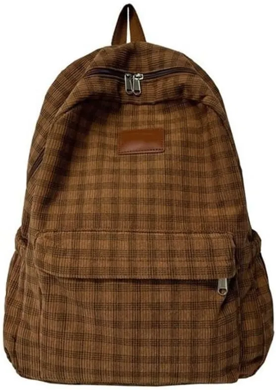 Large Capacity Backpack Teens Corduroy Lattice Daypacks Student School Bag Harajukus Backpack Travel Bag for Daily