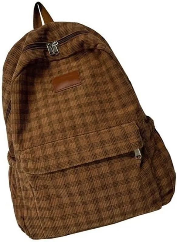 Large Capacity Backpack Teens Corduroy Lattice Daypacks Student School Bag Harajukus Backpack Travel Bag for Daily