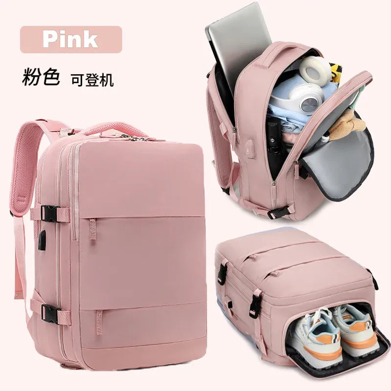 Large Capacity Multi-Function Women's Travel Backpack Bag Suitcase USB Charging School Bags Woman Luggage Lightweight Bagpacks