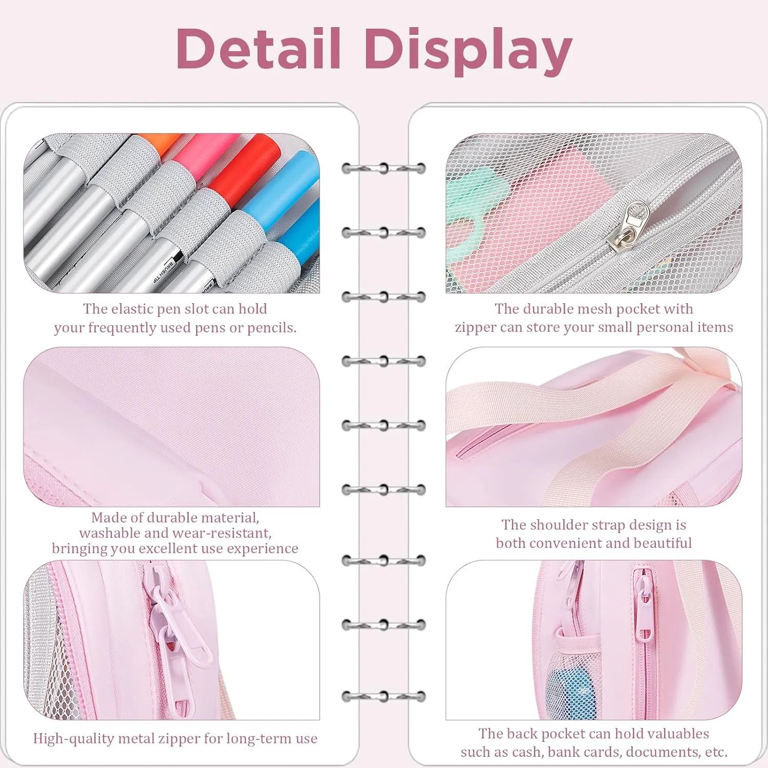 Large Capacity Pencil Case, Mini Backpack Pencil Case, Storage High Capacity Bag Pouch Holder Marker Pen Organizer, for Student, Teen Girls, Adults (Pink)