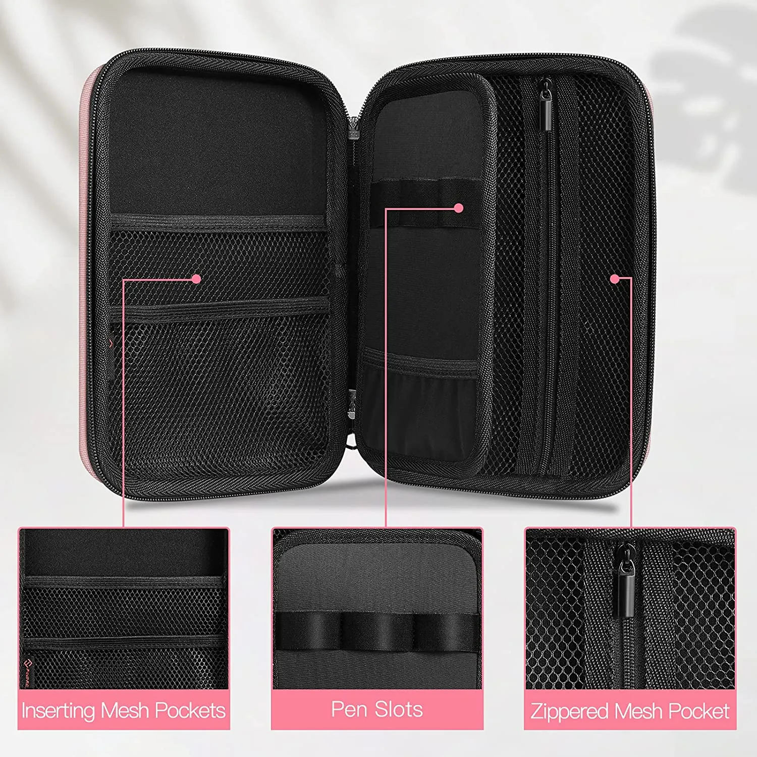 Large Capacity Semi-Hard EVA Pencil Bag - Rose Gold