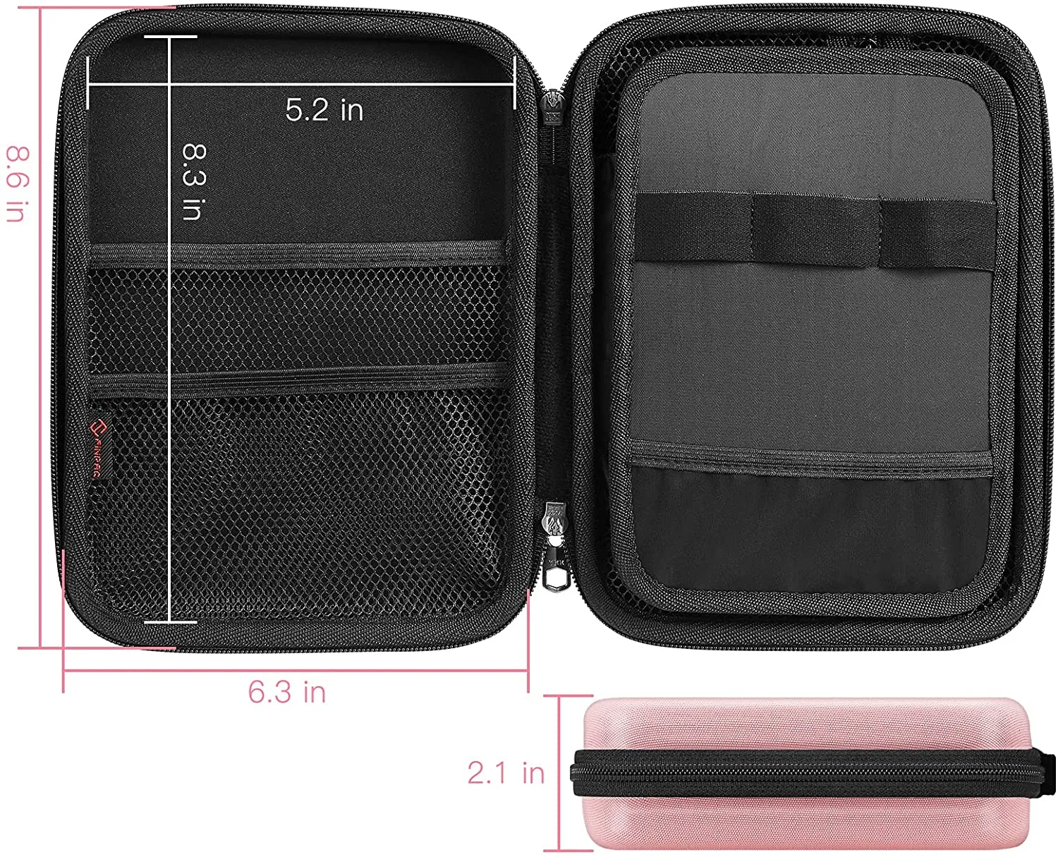 Large Capacity Semi-Hard EVA Pencil Bag - Rose Gold