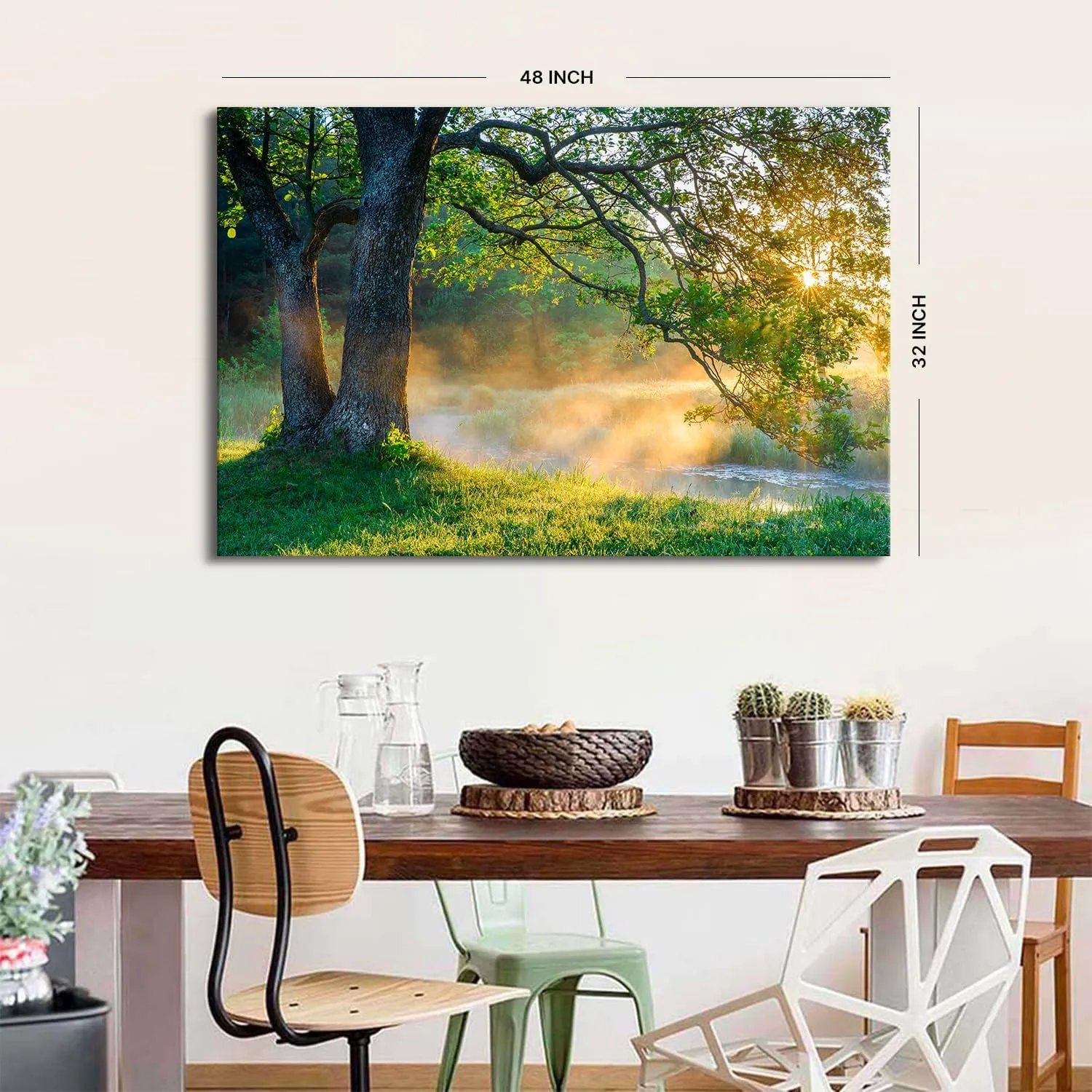 Large Forest Canvas Wall Art for Living Room Green Nature Landscape Pictures Sunlight Mountain Scenery Wall Decor Natural Wilderness Plant Tree Painting Artwork Bedroom Office Home Decorations 32x48”