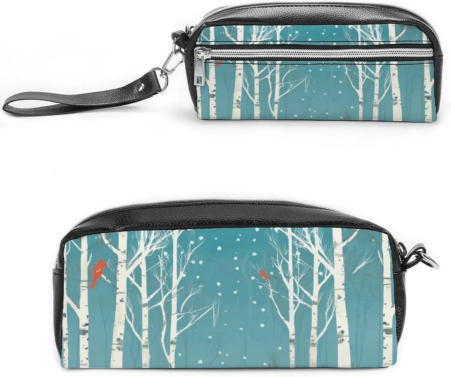 Large Pencil Case Merry Christmas Birch Tree Pencil Pouch Portable Aesthetic Pencil Bag for Women Men Pen Pouch Cute Stationery Organizer Multifunctional Makeup Bag for Travel Office