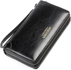 Large Wallet Clutch Long Leather Phone Purse Business Hand Clutch Bag Card Holder Travel Wallet for Men Women Father Husband