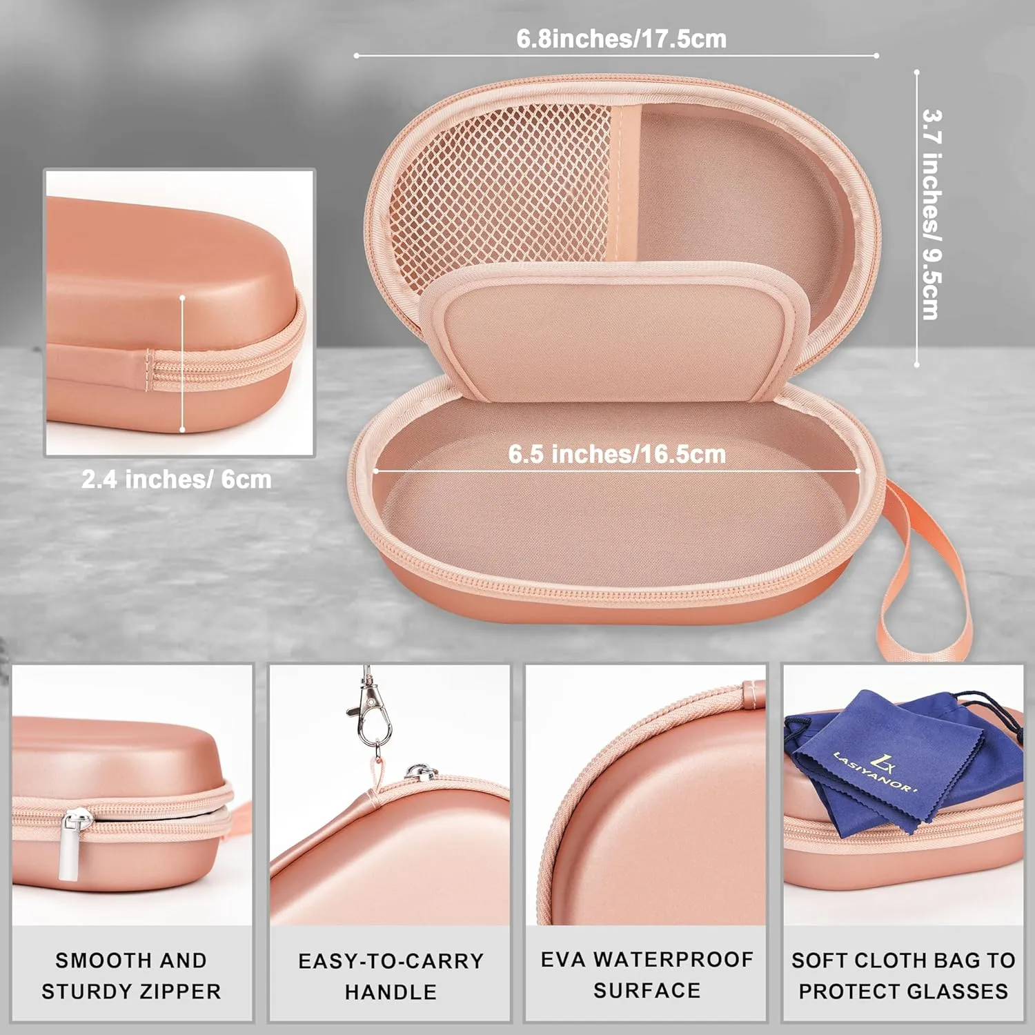 Lasiyanor 2 in 1 Contact Lens Case and Glasses Case, Portable Contact Box Bag with Mirror Tweezers Remover Tool Solution Bottle for Travel Daily Outdoor