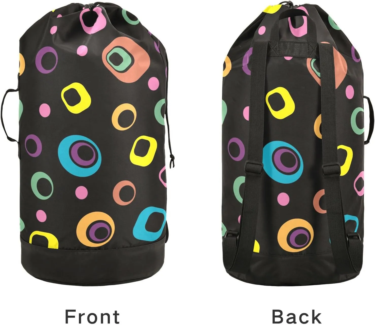 Laundry Backpack Laundry Bag with Adjustable Shoulder Straps Handle Dirty Laundry Bag for Traveling Camp College Dorm Heavy Duty Waterproof Large Capacity Black