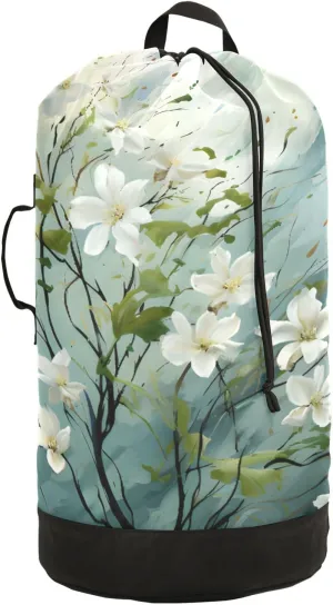 Laundry Bag Backpack Waterproof Beach Bag Clothes Hamper Bag Gardenia Cape Jasmine Large for Travel Camping Hiking Foldable Lightweight