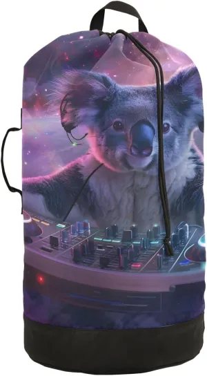 Laundry Bag Backpack Waterproof Beach Bag Clothes Hamper Bag Space Dj Koala Large for Travel Camping Hiking Foldable Lightweight