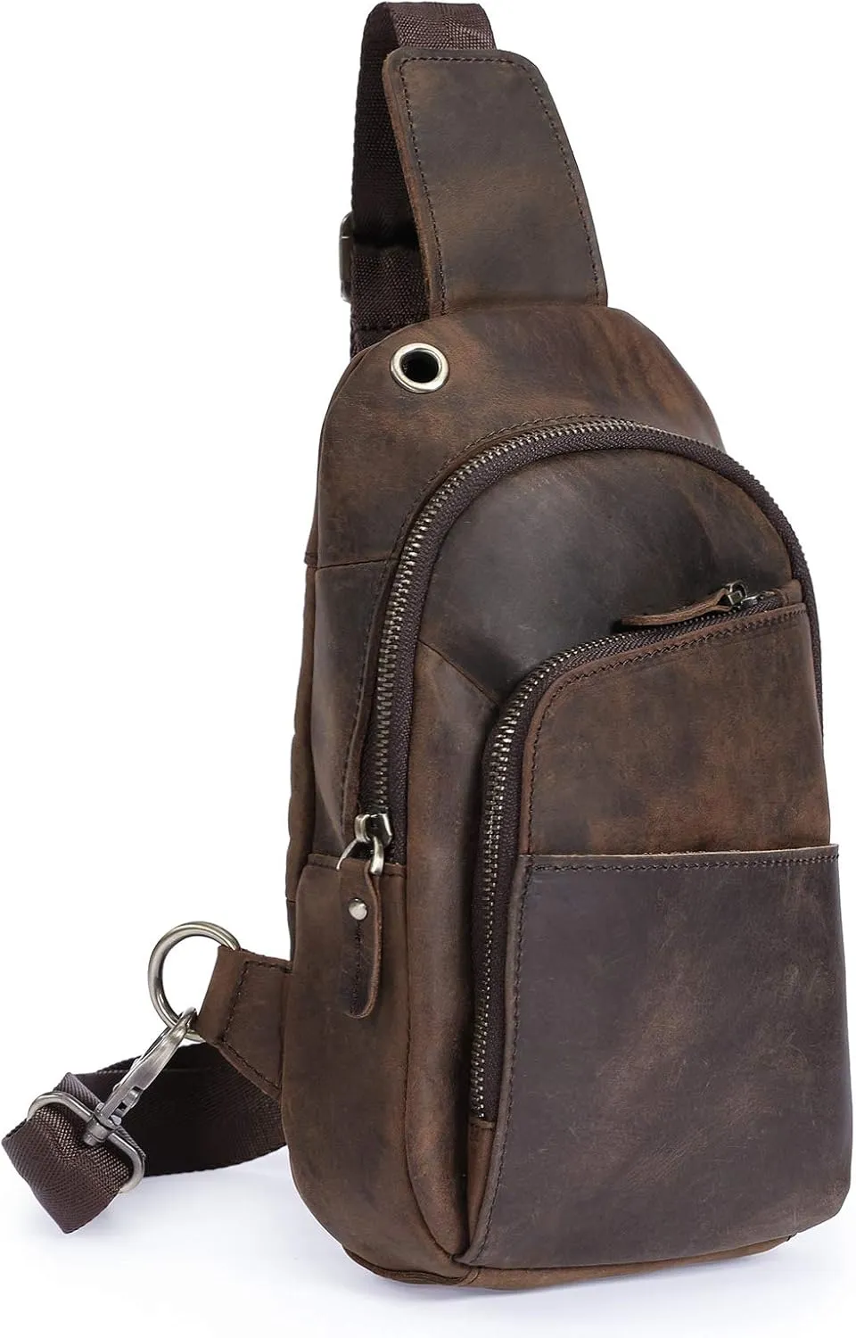 Le'aokuu Men Outdoor Casual Travel Hiking Tea Crossbody Chest Sling Bag Rig One Shoulder Strap Bag Backpack Men Leather (0 Brown)