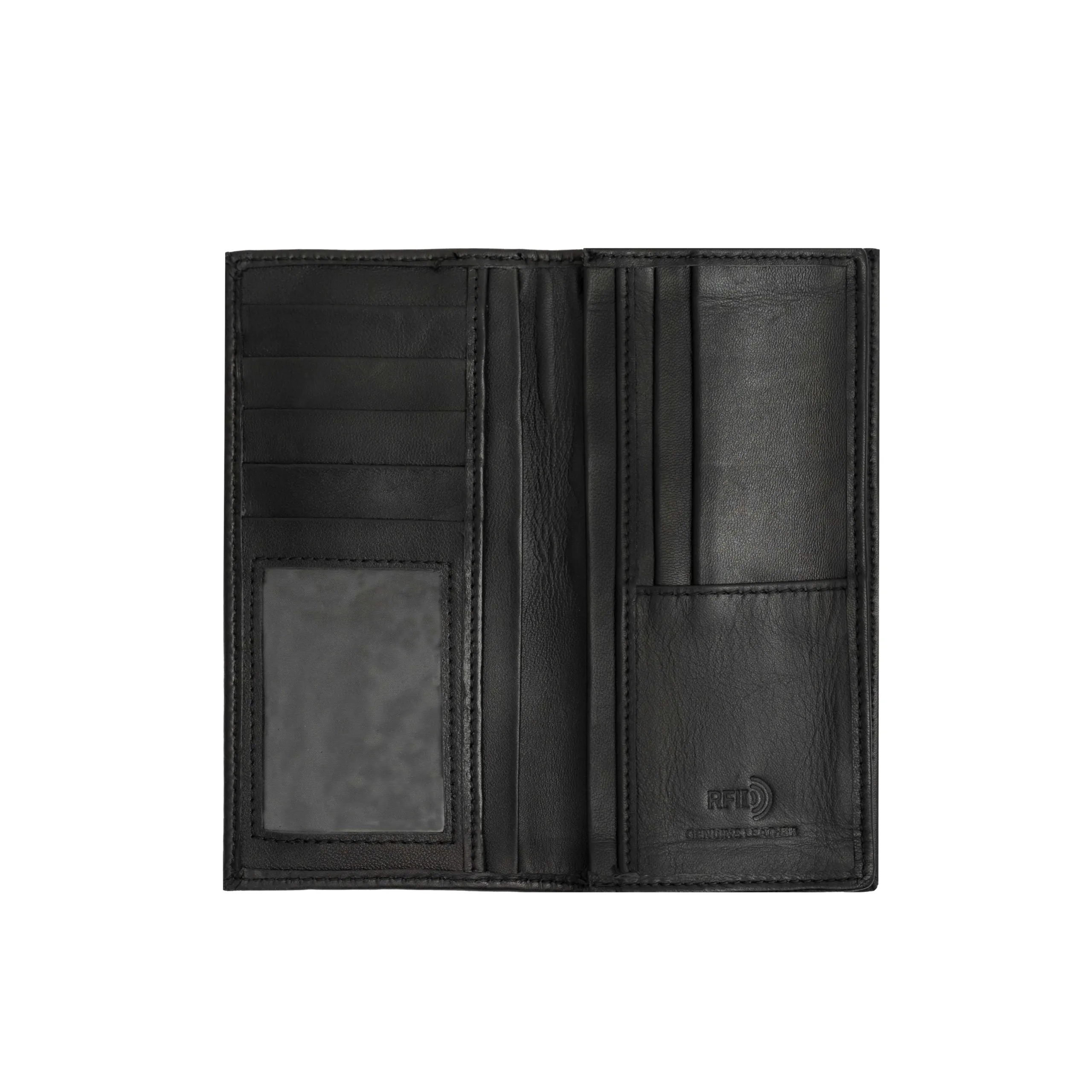 Leather Long Wallet - Black