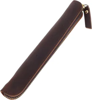 Leather Pen Case Holder for Single Fountain Pen Sleeve Holder Pouch Cover Vintage Genuine Leather Single Pen Case Pen Bag Pencil Bag Individual Handwriting Small Pencil Case