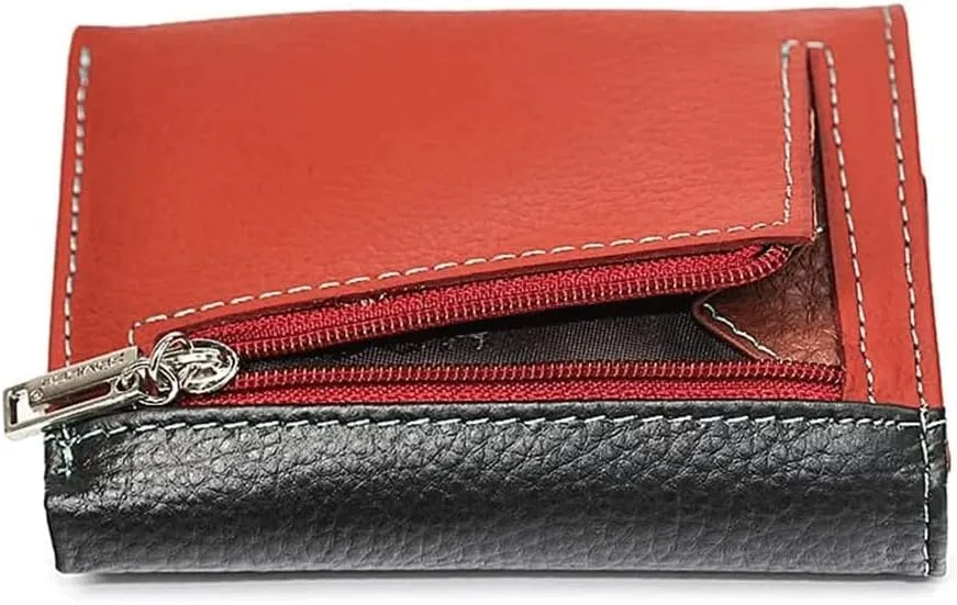 Leather Wallet Leather Women's Wallet Red Large Capacity Mini Purse Clutch Fashion Retro Short Zipper Coin Pocket Card Holder Large Capacity (Red,8.5x10.5cm)
