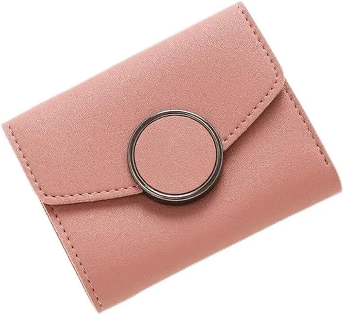 Leather Wallet Leather Women's Wallet Small Bi-fold Short Purse Clutch for Ladies and Girls Large Capacity Coin Pocket Birthday Gift Large Capacity (Pink,9cm)