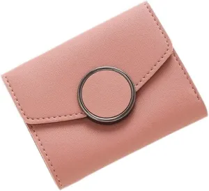 Leather Wallet Leather Women's Wallet Small Bi-fold Short Purse Clutch for Ladies and Girls Large Capacity Coin Pocket Birthday Gift Large Capacity (Pink,9cm)