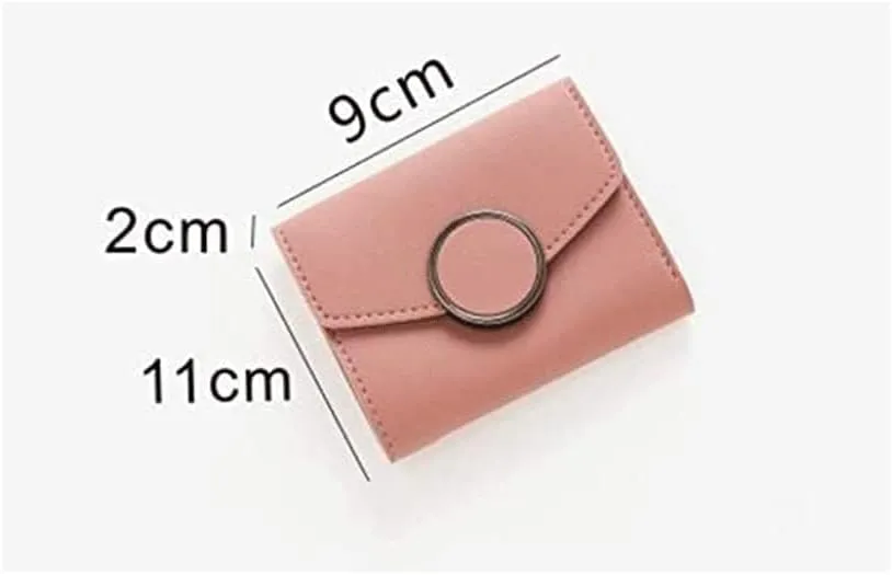 Leather Wallet Leather Women's Wallet Small Bi-fold Short Purse Clutch for Ladies and Girls Large Capacity Coin Pocket Birthday Gift Large Capacity (Pink,9cm)