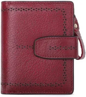 Leather Wallet Pu Leather Women's Walle Classic Large Capacity Crop Zipper Purse Clutch for Women Fashion Buckle Coin Pocket Large Capacity (Re,9.5x11.5cm)