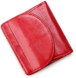 Leather Wallet Pu Leather Women's Wallet Convenient Small Mini Card Holder Short Purses Fashion Elegant Large Capacity Coin Bag Large Capacity (Red,9.5x10.5cm)