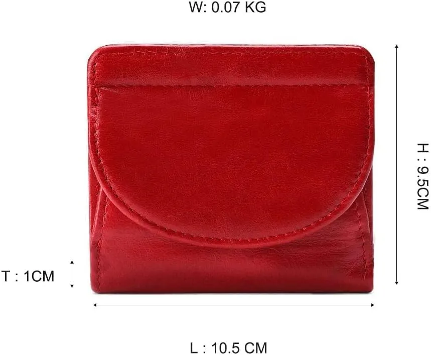 Leather Wallet Pu Leather Women's Wallet Convenient Small Mini Card Holder Short Purses Fashion Elegant Large Capacity Coin Bag Large Capacity (Red,9.5x10.5cm)