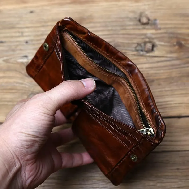 Leather Wallet Pu Leather Women's Wallet Retro Short Zipper Purse Clutch for Girls Large Capacity Fashion Coin Pocket Card Holder Large Capacity (Bn,9.5x11.5cm)