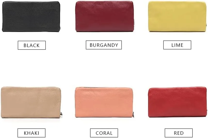 Leather Wallet Pu Leather Women's Wallet Simple Solid Color Design Long Purse Clutch Girls Women's Large Capacity Coin Pocket Large Capacity (Red,10x19cm)