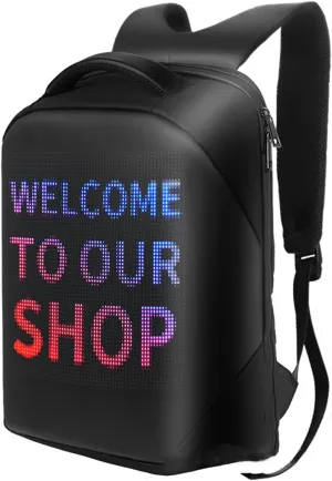 LED Backpack BT APP Programmable USB Powered Colorful LED Display Laptop Backpack 64x64 Screen DIY Travel Backpack