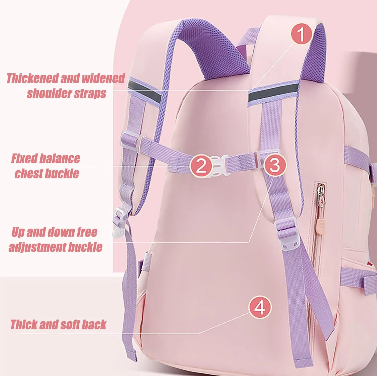 LELEBEAR Kawaii Backpack, Cute Bookbags With Kawaii Pin And Accessories (bunny backpack-Pink)