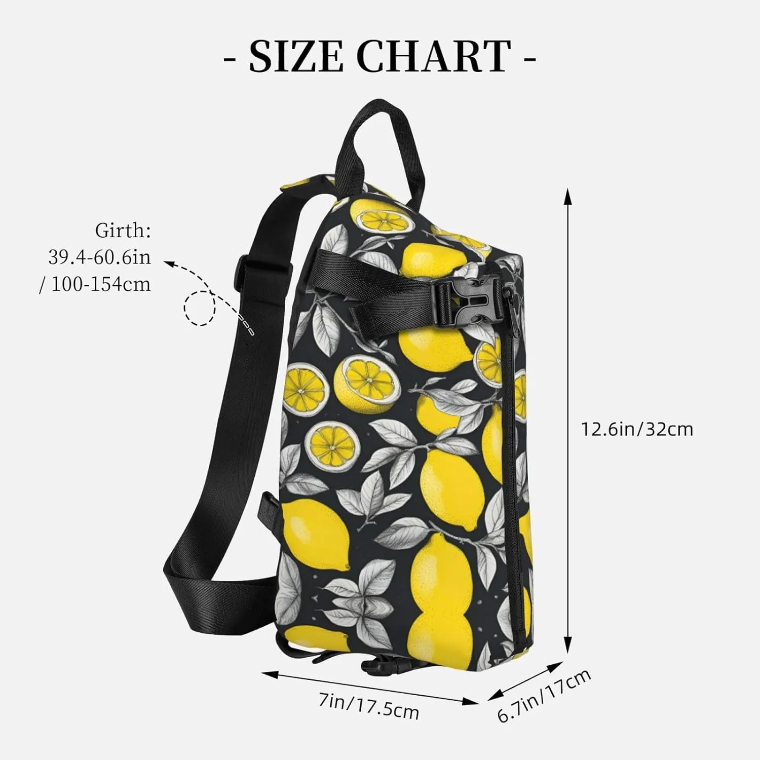 Lemon Fruit Pattern Print Crossbody Backpack Casual Adjustable Bag Multifunctional Sling Backpack