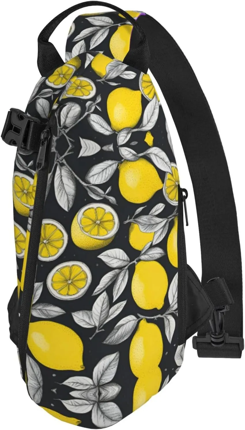 Lemon Fruit Pattern Print Crossbody Backpack Casual Adjustable Bag Multifunctional Sling Backpack