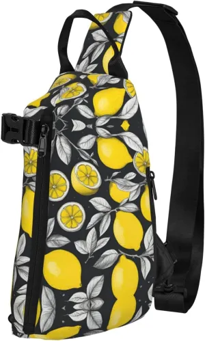 Lemon Fruit Pattern Print Crossbody Backpack Casual Adjustable Bag Multifunctional Sling Backpack