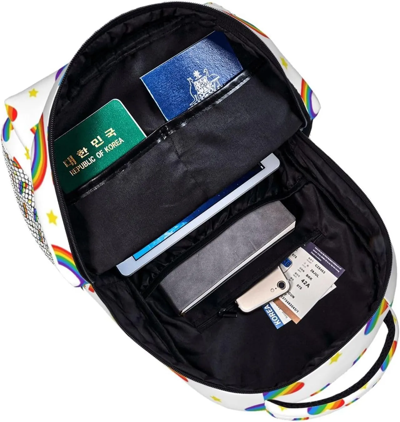LGBT Pride Gay Love Rainbow Heart Stars Backpack Lightweight Laptop Backpack Casual Daypack Travel Double Shoulder Bag For Women Men