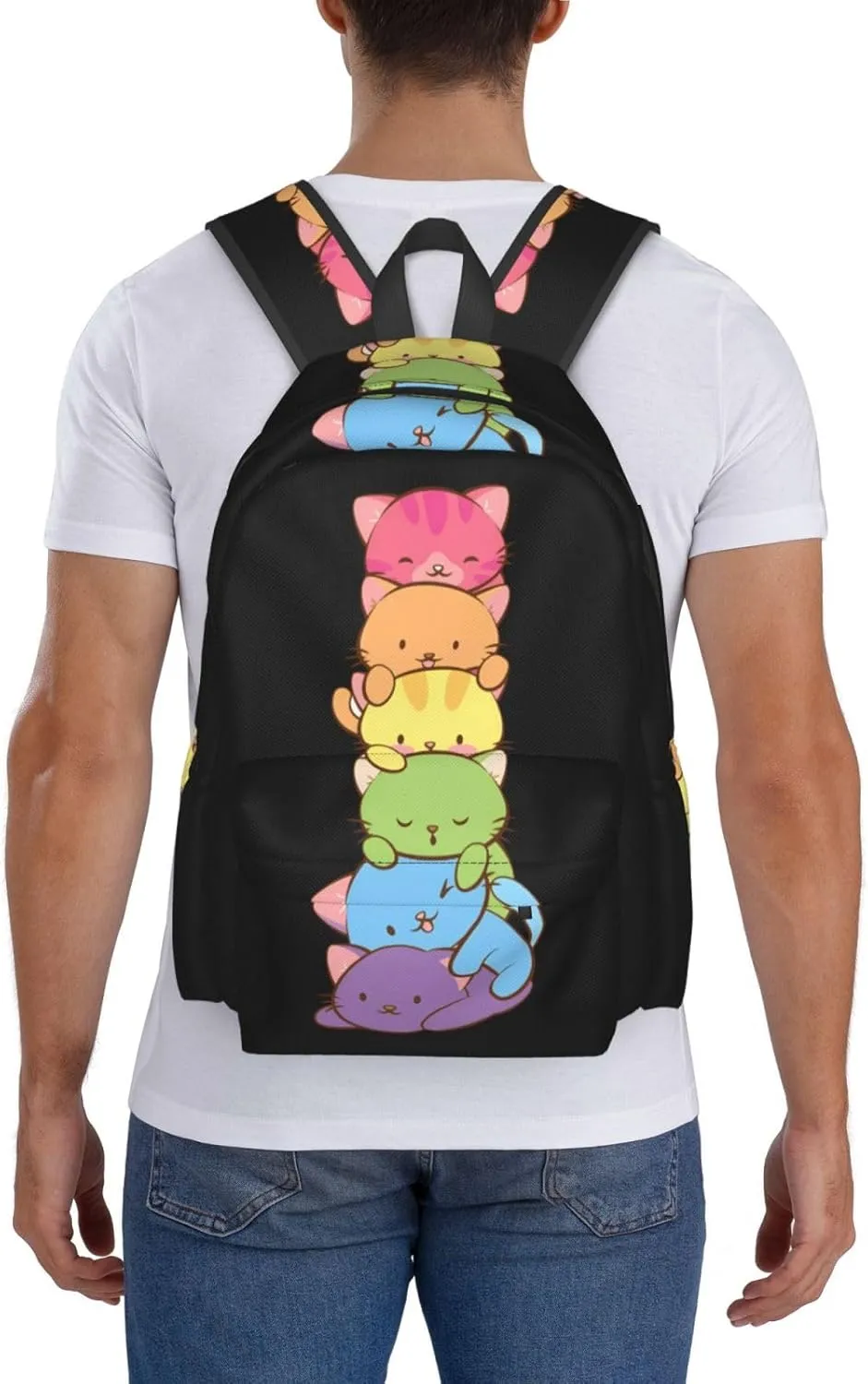 Lgbt Pride Rainbow Gay Cats Laptop Backpack Shoulder Bag Laptop Pack Travel Backpacks Commuter Back Pack Casual Daypack Bags With Side Pockets