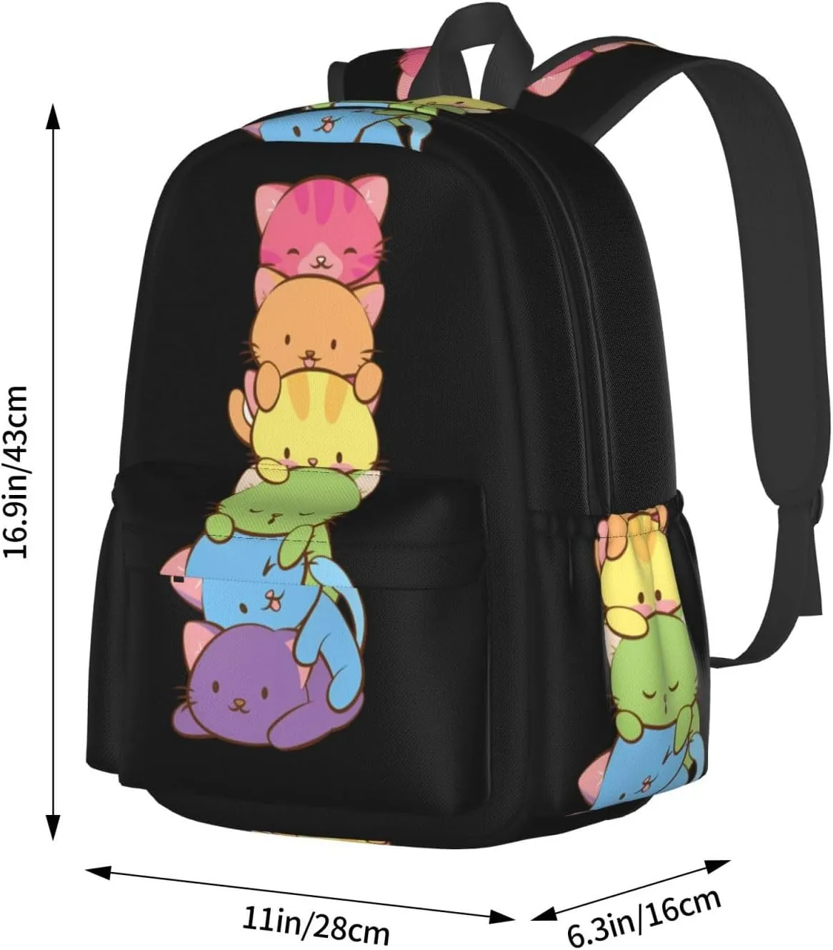 Lgbt Pride Rainbow Gay Cats Laptop Backpack Shoulder Bag Laptop Pack Travel Backpacks Commuter Back Pack Casual Daypack Bags With Side Pockets