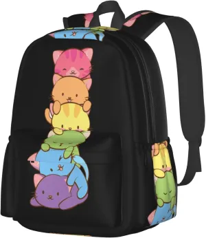 Lgbt Pride Rainbow Gay Cats Laptop Backpack Shoulder Bag Laptop Pack Travel Backpacks Commuter Back Pack Casual Daypack Bags With Side Pockets