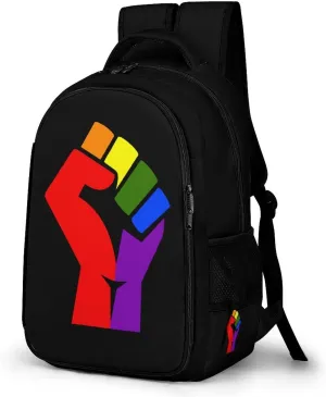 LGBT Proud Fist Unisex Backpack Casual Daypacks Dual Compartment Shoulders Bag for Camping Hiking Travel Gear