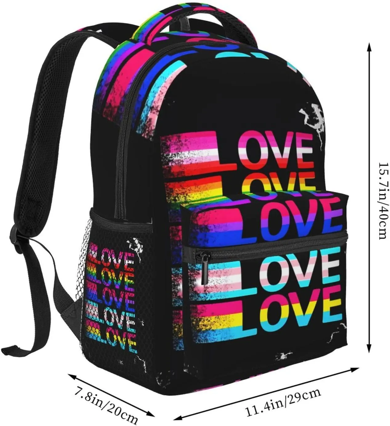 LGBT Rainbow Gay Pride Flag Love Backpack Lightweight Laptop Backpack Casual Daypack Travel Double Shoulder Bag For Women Men