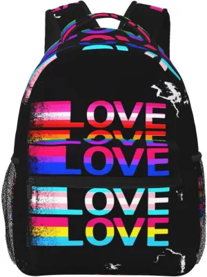 LGBT Rainbow Gay Pride Flag Love Backpack Lightweight Laptop Backpack Casual Daypack Travel Double Shoulder Bag For Women Men