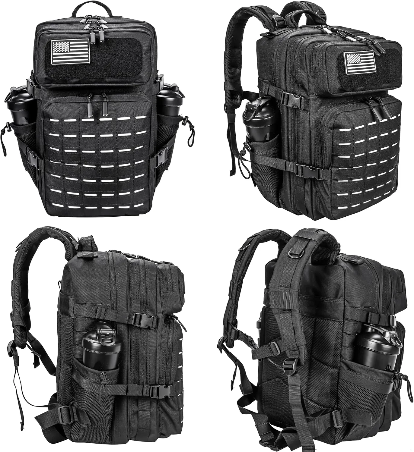 LHI Tactical Military Backpack for Men 25L/45L Large Molle Army Assault Pack 3 Day Hiking Rucksack With Bottle Holder