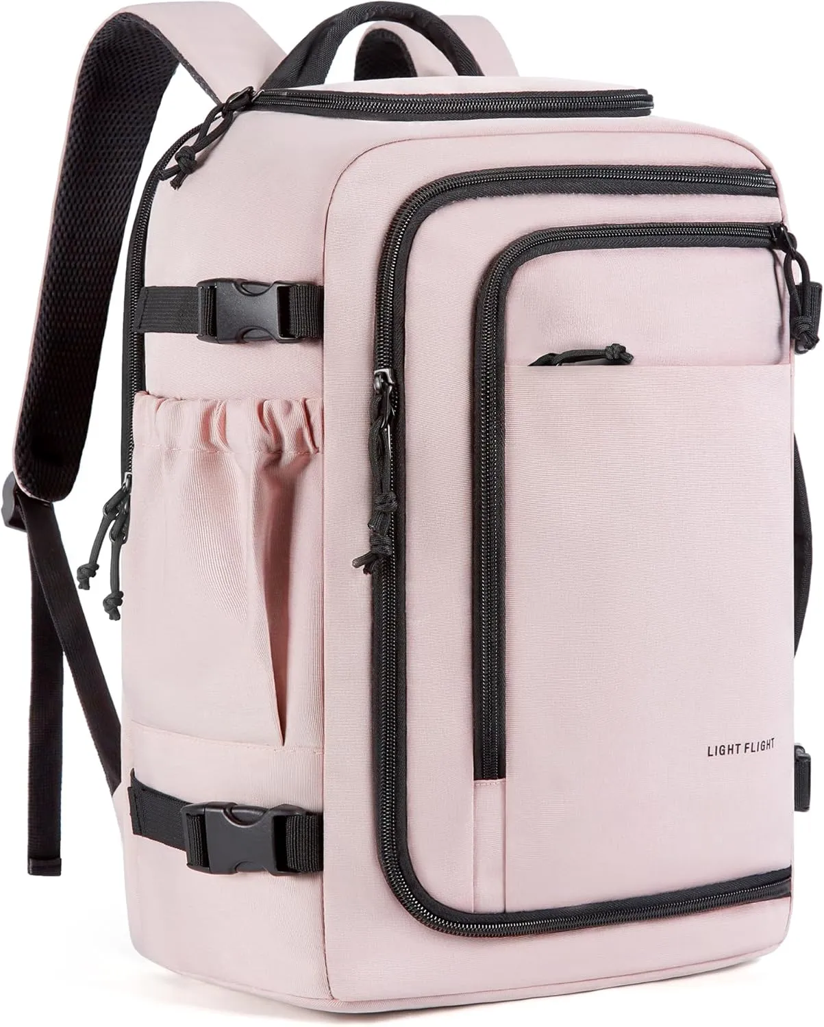 LIGHT FLIGHT Travel Backpack, TSA Friendly Flight Approved Carry on Backpack Water-resistant Lightweight Business Large Weekender Bag Casual Daypack 17.3" Laptop Backpack for Men Women, Pink