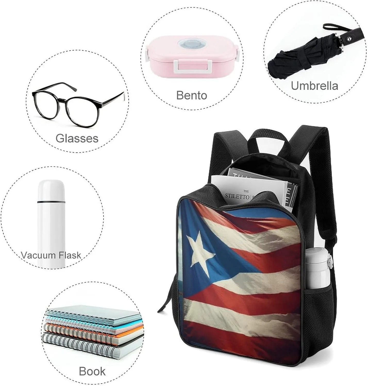 Lightweight Backpacks Cute Travel Bag Durable Puerto Rico Wallpaper Banner Printing Small Travel Backpack For Women & Men