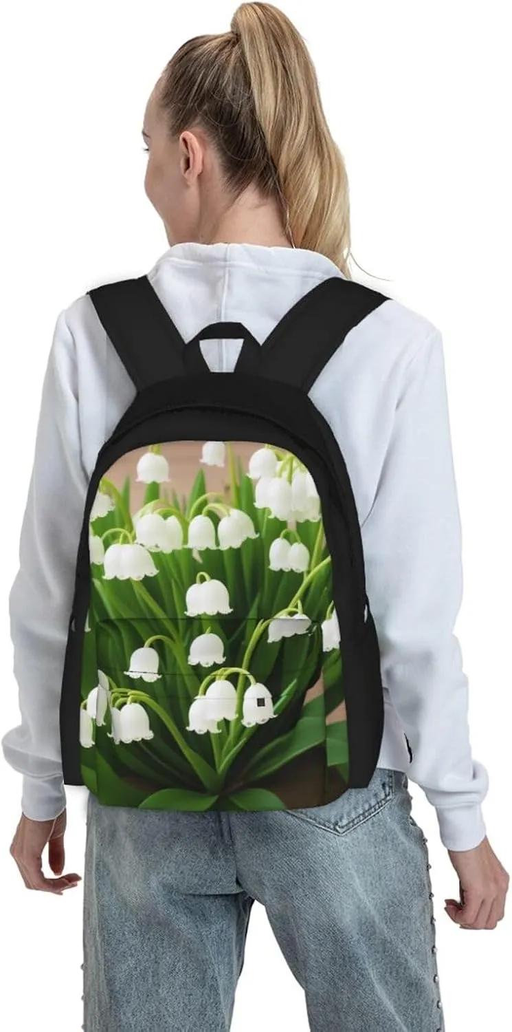 Lilies Of The Valley Backpack Printing Lightweight Casual Backpack Shoulder Bags Large Capacity Laptop Backpack