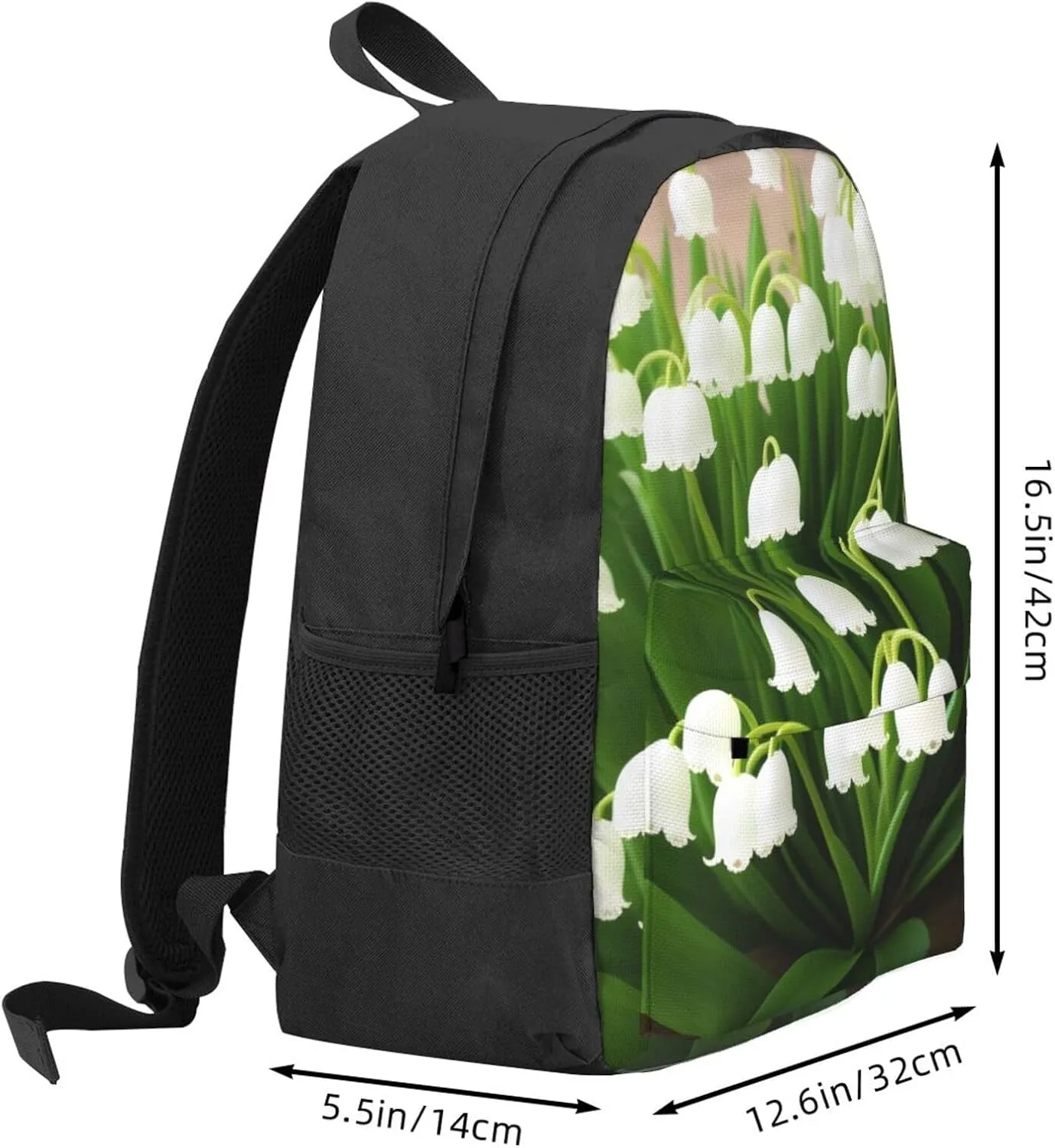 Lilies Of The Valley Backpack Printing Lightweight Casual Backpack Shoulder Bags Large Capacity Laptop Backpack
