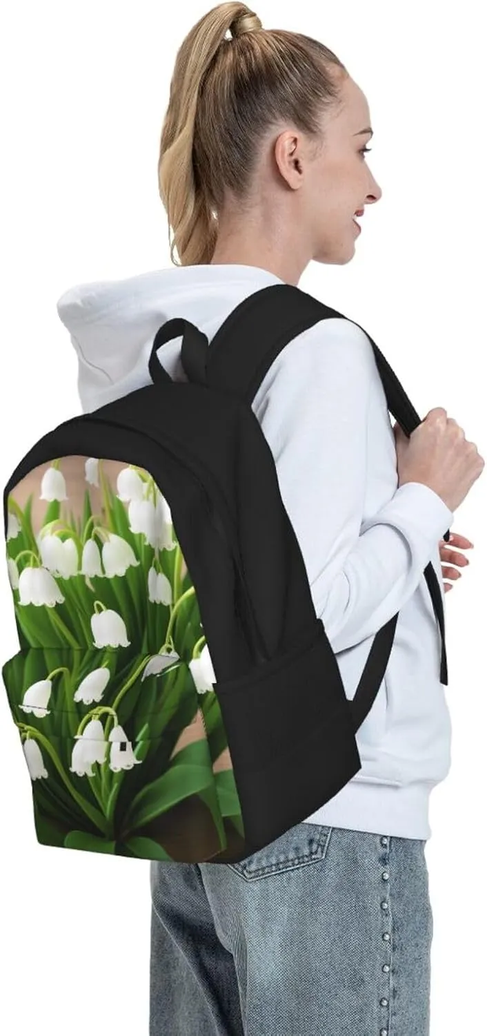 Lilies Of The Valley Backpack Printing Lightweight Casual Backpack Shoulder Bags Large Capacity Laptop Backpack