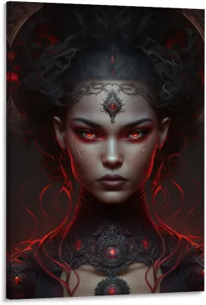 Lilith Joodse Mythologie Poster Succubus Donkere Godin Sumerische Vrouwelijke Demon Poster Canvas Painting Posters and Prints Wall Art Pictures for Living Room Bedroom Decor 24x36inch(60x90cm) Frame-