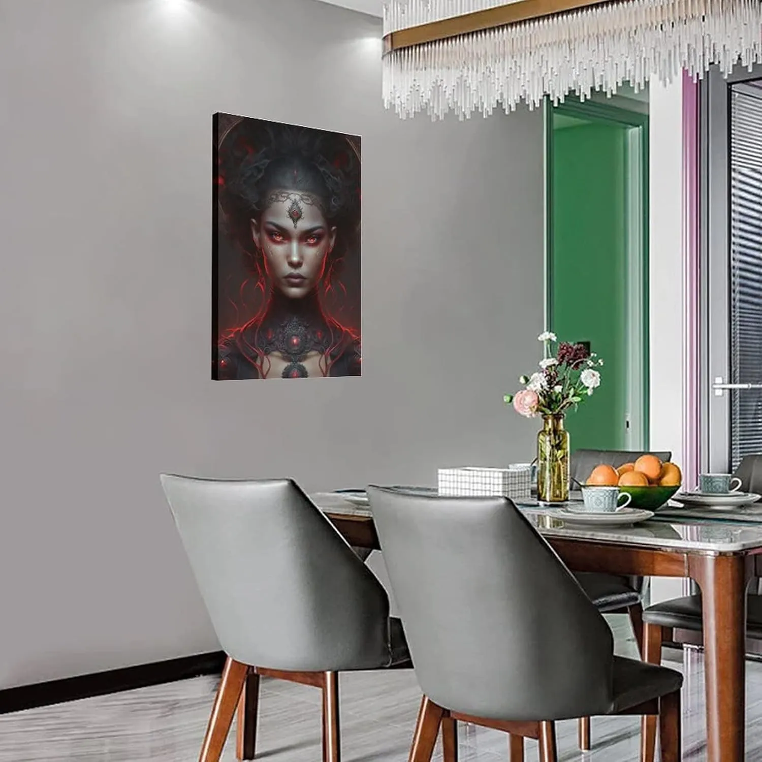 Lilith Joodse Mythologie Poster Succubus Donkere Godin Sumerische Vrouwelijke Demon Poster Canvas Painting Posters and Prints Wall Art Pictures for Living Room Bedroom Decor 24x36inch(60x90cm) Frame-