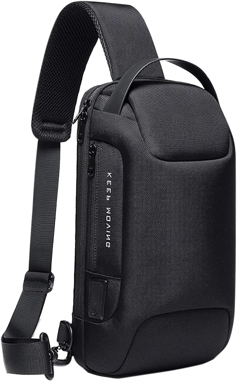 Lily Parker Sling Bag Backpack Mens Cross Body Waterproof Anti-Theft Shoulder Daypack with USB Charging Port Fit 7.9" iPad, Black, Small
