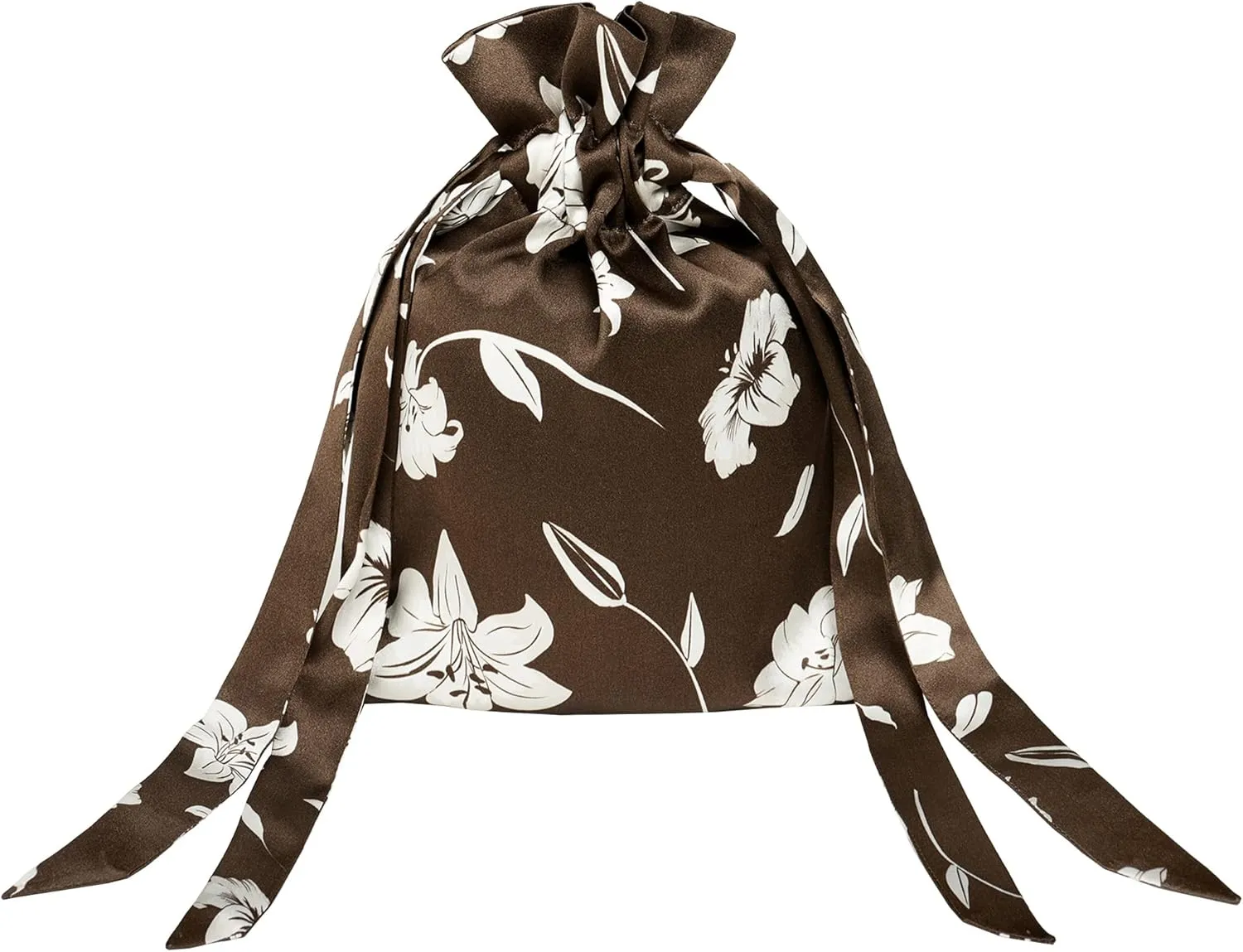 LilySilk Silk Makeup Pouches 100% Mulberry Silk with Drawstring Design Womens Jewellery Coin Watch Necklace Cosmetic Purse Bag, Lily In Chocolate